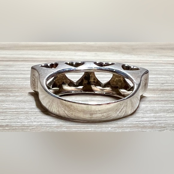 Vintage Designer Signed Sterling Silver Open Heart Tall Dome Ring, Size 6, 5.1g - Picture 6 of 15